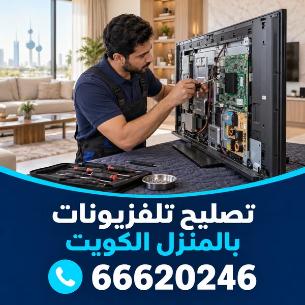 فني يصلح اللوحة الإلكترونية لشاشة تلفزيون بالمنزل في الكويت